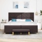 vidaXL Letto con Box Spring con Materasso e Panchetta Marrone Scuro 200x200 cm Tessuto vidaXL Letto con Box Spring con Materasso e Panchetta Marrone Scuro 200x200 cm Tessuto