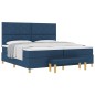 vidaXL Letto a Box Spring con Materasso e Panchina Blu 200x200 cm Tessuto vidaXL Letto a Box Spring con Materasso e Panchina Blu 200x200 cm Tessuto