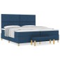 vidaXL Letto a Box Spring con Materasso e Panchina Blu 200x200 cm Tessuto vidaXL Letto a Box Spring con Materasso e Panchina Blu 200x200 cm Tessuto