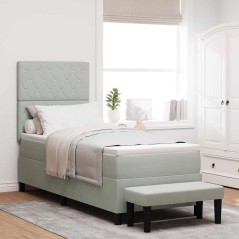 vidaXL Letto con Box Spring con Materasso e Panca Grigio Chiaro 80x200 cm Velluto