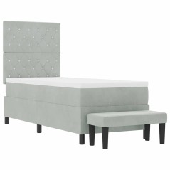 vidaXL Letto con Box Spring con Materasso e Panca Grigio Chiaro 80x200 cm Velluto