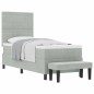 vidaXL Letto con Box Spring con Materasso e Panca Grigio Chiaro 80x200 cm Velluto vidaXL Letto con Box Spring con Materasso e Panca Grigio Chiaro 80x200 cm Velluto