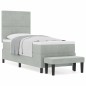 vidaXL Letto con Box Spring con Materasso e Panca Grigio Chiaro 80x200 cm Velluto vidaXL Letto con Box Spring con Materasso e Panca Grigio Chiaro 80x200 cm Velluto