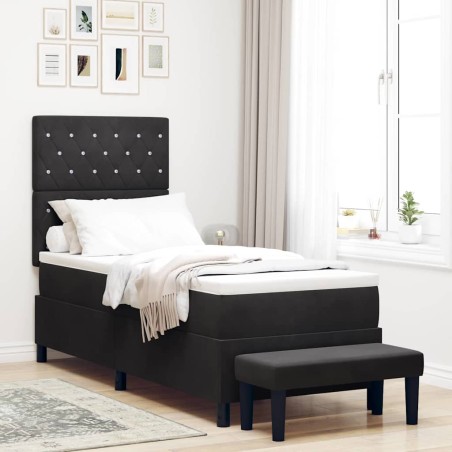 vidaXL Letto a molle box con materasso e panchina nera 80x200 cm in velluto