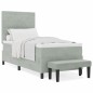 vidaXL Letto con Box Spring con Materasso & Panca Grigio Chiaro 90x190 cm Velluto