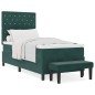 vidaXL Letto Box Spring con Materasso & Panchina Verde Scuro 90x190 cm Velluto vidaXL Letto Box Spring con Materasso & Panchina Verde Scuro 90x190 cm Velluto