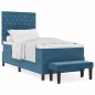 vidaXL Letto a Molle con Materasso e Panchina Blu Scuro 90x190 cm in Velluto