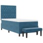 vidaXL Letto a Molle con Materasso e Panchina Blu Scuro 90x190 cm in Velluto