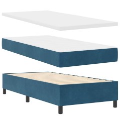vidaXL Letto con Box Spring con Materasso & Panca Blu Scuro 90x200 cm Velluto