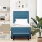vidaXL Letto con Box Spring con Materasso & Panca Blu Scuro 90x200 cm Velluto