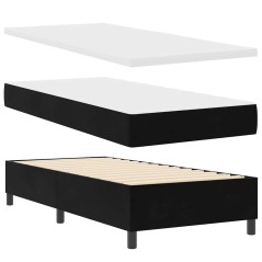 vidaXL Letto con Box Spring con Materasso e Panchina Nero 100x200 cm Velluto