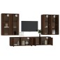 Set Mobili Porta TV 6 pz Rovere Marrone in Legno Multistrato Set Mobili Porta TV 6 pz Rovere Marrone in Legno Multistrato
