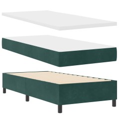 vidaXL Letto con Box Spring con Materasso e Panchina Verde Scuro 100x200 cm Velluto