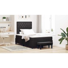 vidaXL Box Spring Bed con Materasso & Panchina Nero 120x190 cm Velluto
