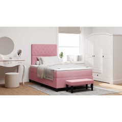 vidaXL Letto Box Spring con Materasso e Panca Rosa 120x190 cm Velluto