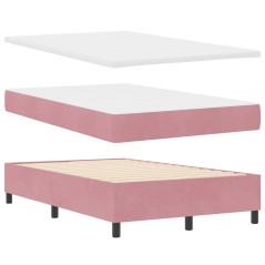 vidaXL Letto Box Spring con Materasso e Panca Rosa 120x190 cm Velluto