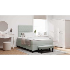 vidaXL Letto a Molle con Materasso e Panca Grigio Chiaro 120x200 cm Velluto