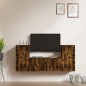 Set Mobili Porta TV 3 pz Rovere Fumo in Legno Multistrato Set Mobili Porta TV 3 pz Rovere Fumo in Legno Multistrato
