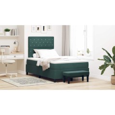 vidaXL Letto Box Spring con Materasso e Panca Verde Scuro 120x200 cm Velluto