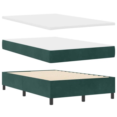 vidaXL Letto Box Spring con Materasso e Panca Verde Scuro 120x200 cm Velluto