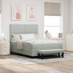 vidaXL Letto con Box Spring e Materasso Grigio Chiaro 140x190 cm Velluto