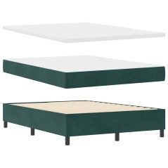vidaXL Letto a molle con materasso e panchina verde scuro 140x190 cm velluto