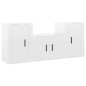 Set Mobili Porta TV 3 pz Bianco Lucido in Legno Multistrato