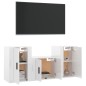 Set Mobili Porta TV 3 pz Bianco Lucido in Legno Multistrato