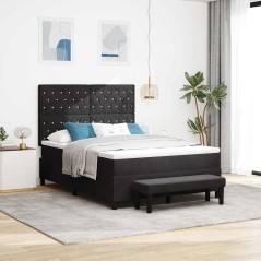 vidaXL Letto a Molle con Materasso e Panchina Nero 140x200 cm Velluto