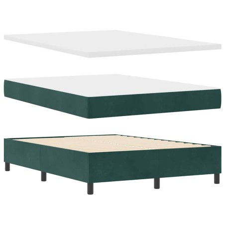 vidaXL Letto con Box Spring e Materasso Verde Scuro 140x200 cm Velluto