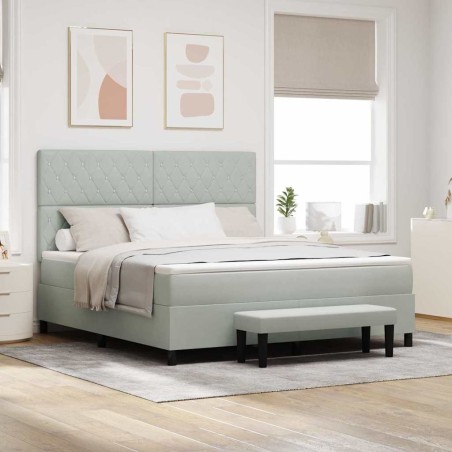 vidaXL Letto con Box Spring con Materasso e Panca Grigio Chiaro 180x200 cm Velluto