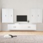 Set di Mobili Porta TV 6 pz Bianco in Legno Multistrato Set di Mobili Porta TV 6 pz Bianco in Legno Multistrato