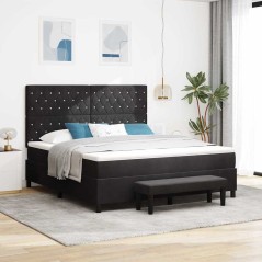 vidaXL Letto a Molle con Materasso e Panca Nera 180x200 cm Velluto