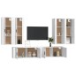 Set di Mobili Porta TV 6 pz Bianco in Legno Multistrato Set di Mobili Porta TV 6 pz Bianco in Legno Multistrato