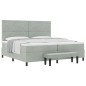 vidaXL Letto Box Spring con Materasso e Panchetta Grigio Chiaro 200x200 cm in Velluto