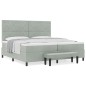 vidaXL Letto Box Spring con Materasso e Panchetta Grigio Chiaro 200x200 cm in Velluto