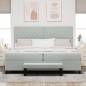 vidaXL Letto Box Spring con Materasso e Panchetta Grigio Chiaro 200x200 cm in Velluto