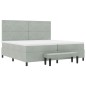 vidaXL Letto Box Spring con Materasso e Panchetta Grigio Chiaro 200x200 cm in Velluto
