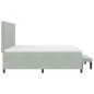 vidaXL Letto Box Spring con Materasso e Panchetta Grigio Chiaro 200x200 cm in Velluto