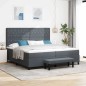 vidaXL Letto a Molle con Materasso e Panca Grigio Scuro 200x200 cm in Velluto