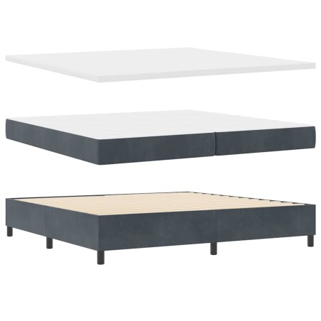 vidaXL Letto a Molle con Materasso e Panca Grigio Scuro 200x200 cm in Velluto
