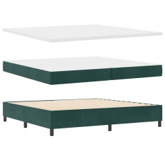 vidaXL Letto a molle con materasso e panchina verde scuro 200x200 cm velluto