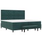 vidaXL Letto a molle con materasso e panchina verde scuro 200x200 cm velluto