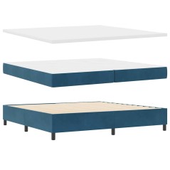 vidaXL Letto Box Spring con Materasso & Panca Blu Scuro 200x200 cm Velluto