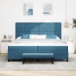 vidaXL Letto Box Spring con Materasso & Panca Blu Scuro 200x200 cm Velluto vidaXL Letto Box Spring con Materasso & Panca Blu Scuro 200x200 cm Velluto