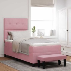 vidaXL Letto con Base a Molla e Materasso Rosa 90x190 cm in Velluto