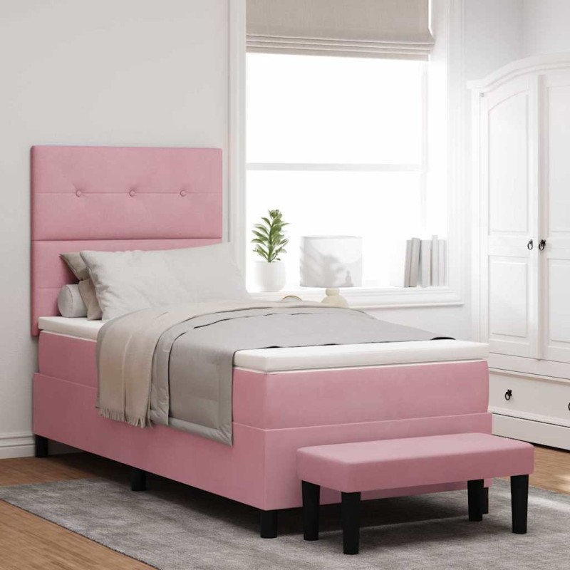 vidaXL Letto con Base a Molla e Materasso Rosa 90x190 cm in Velluto