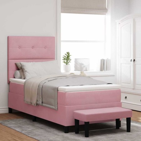 vidaXL Letto con Base a Molla e Materasso Rosa 90x190 cm in Velluto