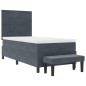 vidaXL Letto con box spring e materasso e panca grigio scuro 90x200 cm in velluto