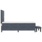 vidaXL Letto con box spring e materasso e panca grigio scuro 90x200 cm in velluto